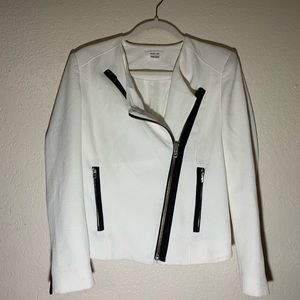 Helmet lang white zip up jacket Moto no flaws size 2